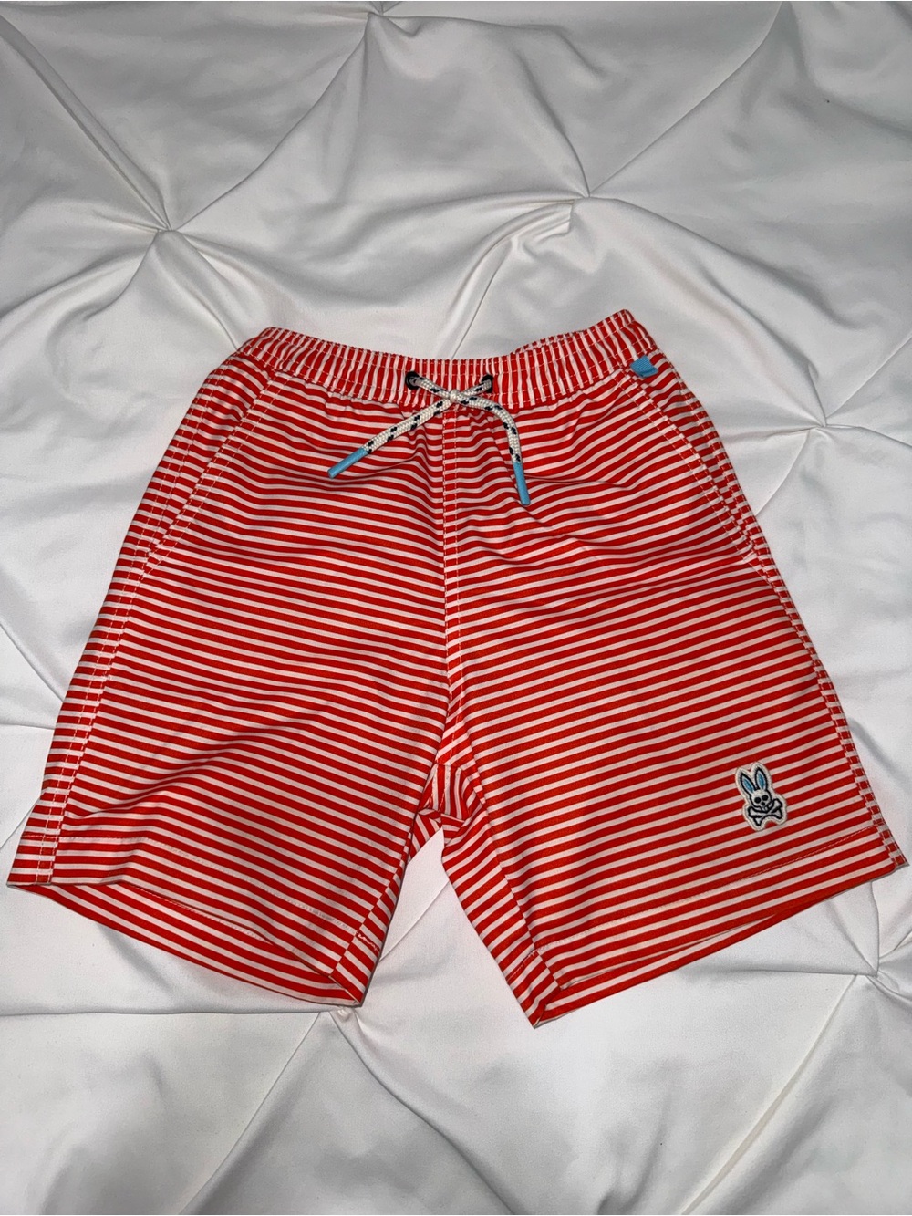 Psycho Bunny orange & White Striped Swim Shorts